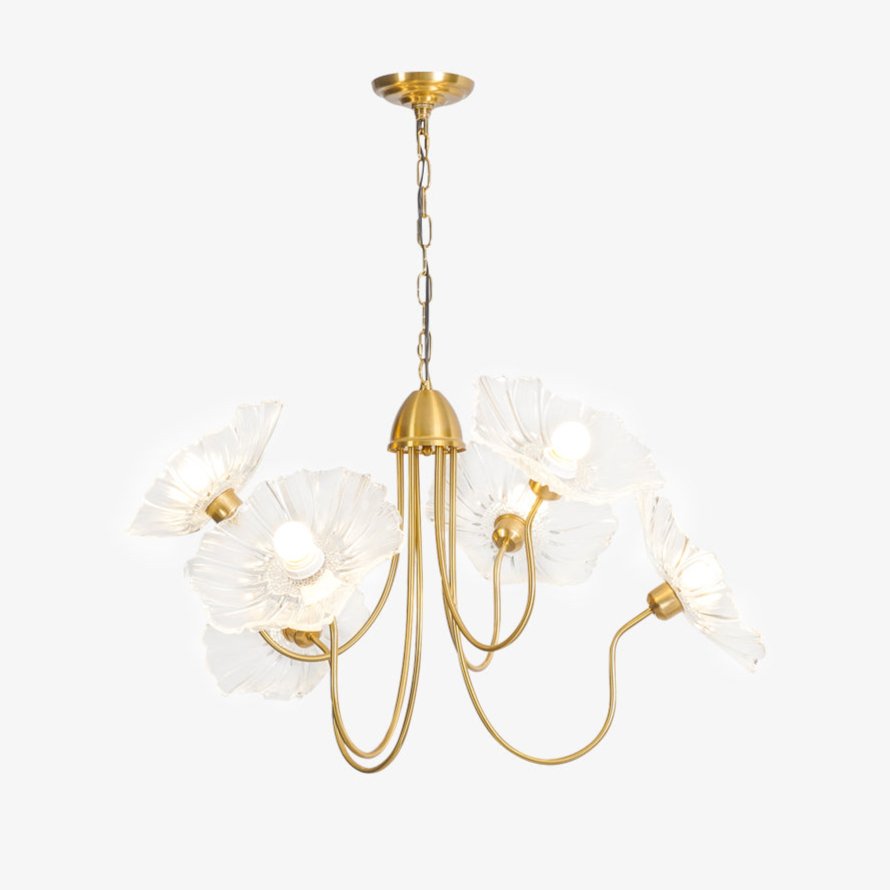 Modern chandelier light fixture with 3 or 6 heads front view