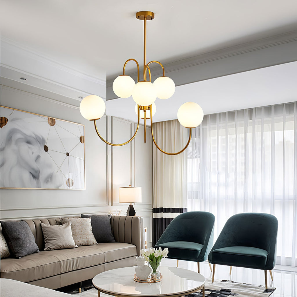 Chandelier Light Fixture | Ceiling Lamp with Gooseneck Design | Ridorn