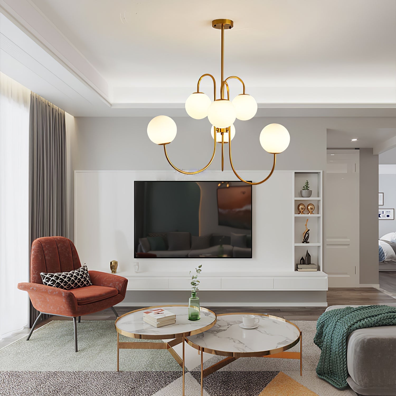 Chandelier Light Fixture | Ceiling Lamp with Gooseneck Design | Ridorn
