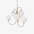 Indoor chandelier light fixture gooseneck design front view