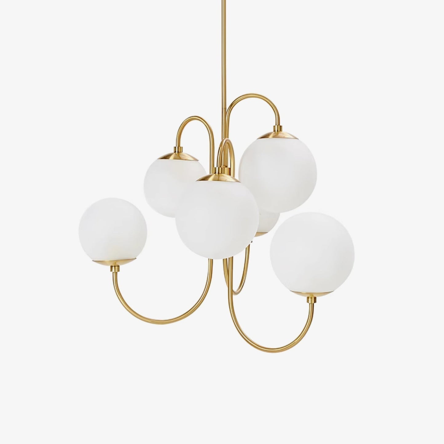 Indoor chandelier light fixture gooseneck design front view