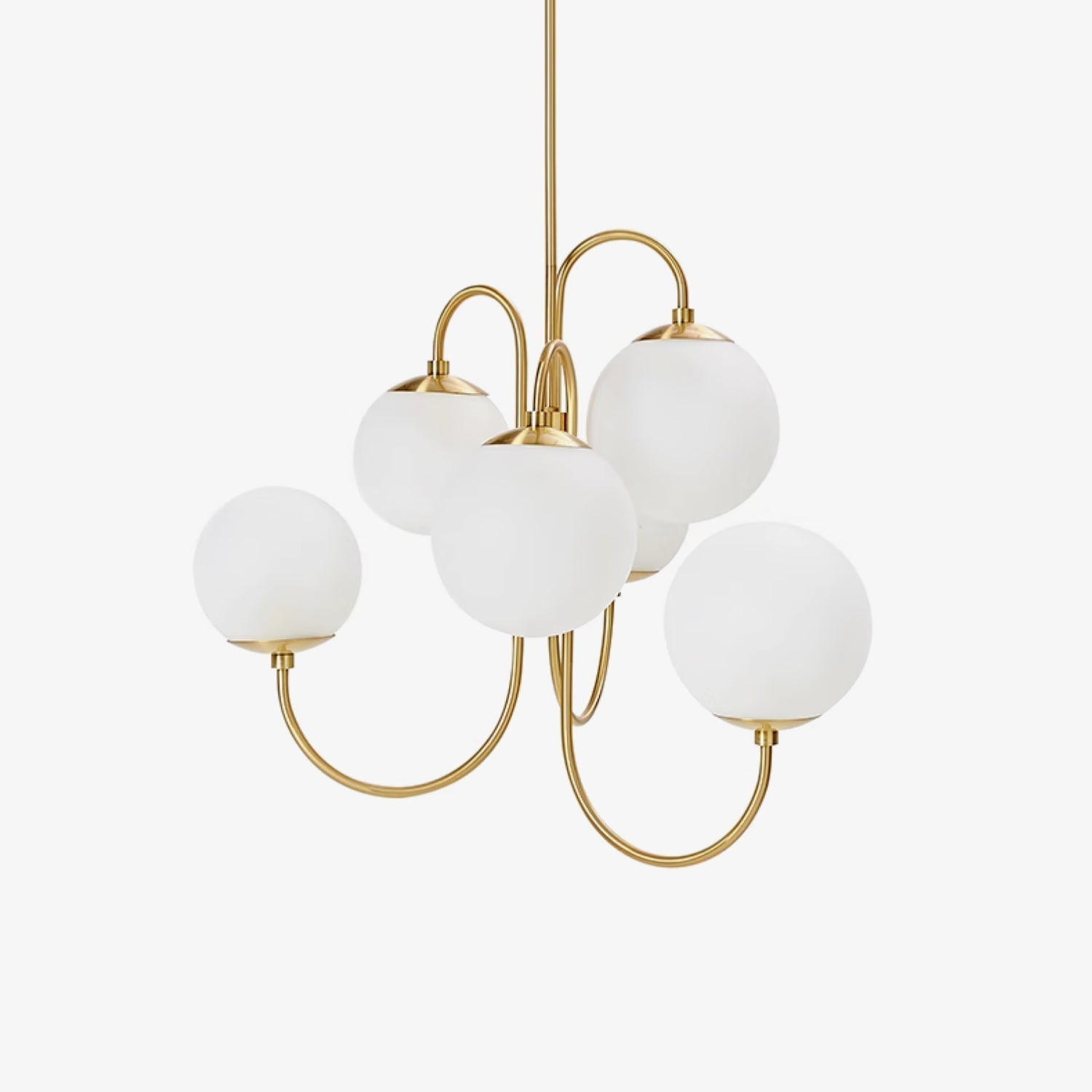 Indoor chandelier light fixture gooseneck design front view