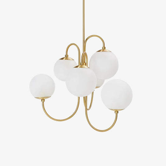 Indoor chandelier light fixture gooseneck design front view