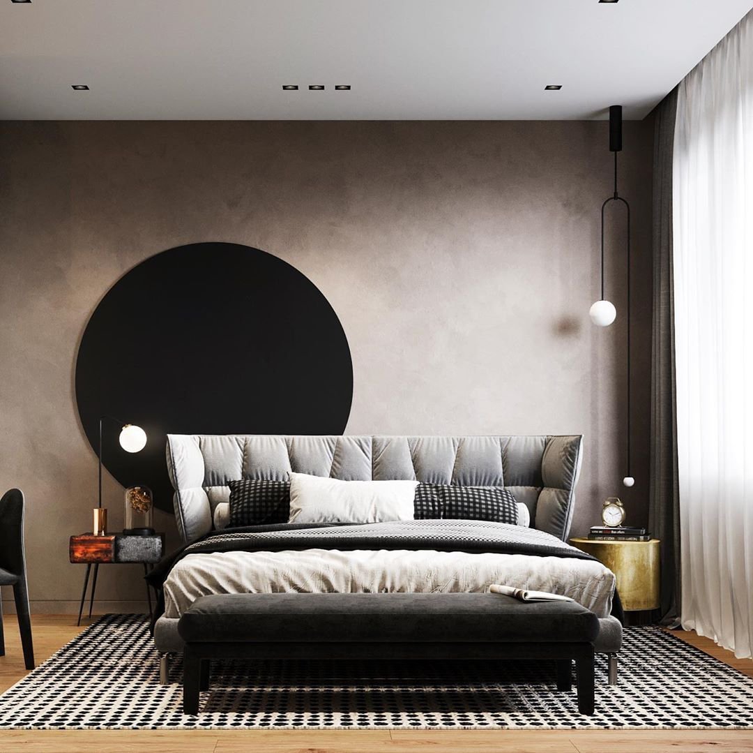 Modern chandelier light with mobile arc design front view