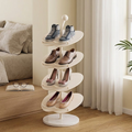 Contemporary black apple-shaped shoe rack 4 to 6 tiers front view
