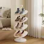 Contemporary black apple-shaped shoe rack 4 to 6 tiers front view