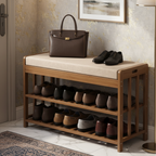 Chic Minimalist Bamboo Rattan Shoe Organizer with Two | Ridorn-Shoe Storage-Ridorn