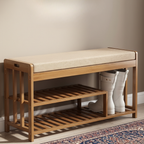 Chic Minimalist Bamboo Rattan Shoe Organizer with Two | Ridorn-Shoe Storage-Ridorn