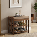 Chic Minimalist Bamboo Rattan Shoe Organizer with Two | Ridorn-Shoe Storage-Ridorn