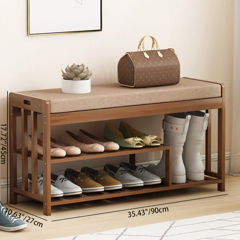 Chic Minimalist Bamboo Rattan Shoe Organizer with Two | Ridorn-Shoe Storage-Ridorn