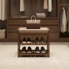 Chic Minimalist Bamboo Rattan Shoe Organizer with Two | Ridorn-Shoe Storage-Ridorn