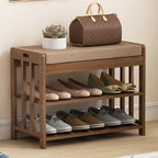 Chic Minimalist Bamboo Rattan Shoe Organizer with Two | Ridorn-Shoe Storage-Ridorn