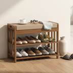 Chic Minimalist Bamboo Rattan Shoe Organizer with Two | Ridorn-Shoe Storage-Ridorn