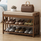Chic Minimalist Bamboo Rattan Shoe Organizer with Two | Ridorn-Shoe Storage-Ridorn