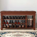 Chic Scandinavian 3-Tier Shoe Storage Cabinet in Walnut | Ridorn-Shoe Storage-Ridorn