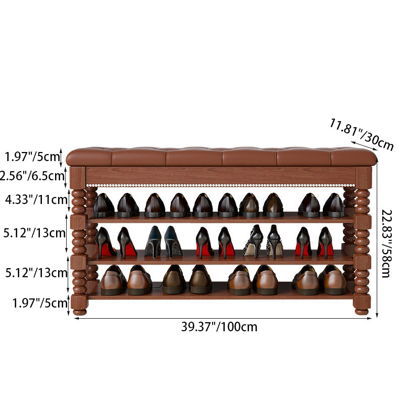 Chic Scandinavian 3-Tier Shoe Storage Cabinet in Walnut | Ridorn-Shoe Storage-Ridorn