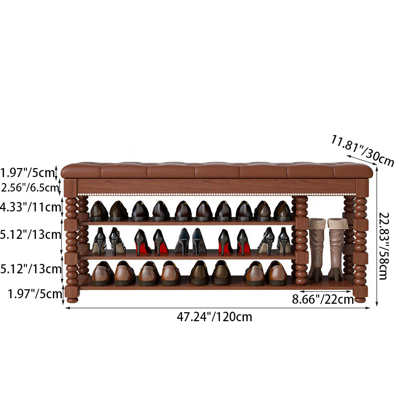 Chic Scandinavian 3-Tier Shoe Storage Cabinet in Walnut | Ridorn-Shoe Storage-Ridorn