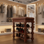 Chic Scandinavian 3-Tier Shoe Storage Cabinet in Walnut | Ridorn-Shoe Storage-Ridorn
