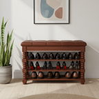 Chic Scandinavian 3-Tier Shoe Storage Cabinet in Walnut | Ridorn-Shoe Storage-Ridorn