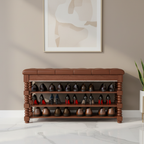 Chic Scandinavian 3-Tier Shoe Storage Cabinet in Walnut | Ridorn-Shoe Storage-Ridorn