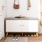 Chic Scandinavian Solid Wood Shoe Storage Cabinet with 2 | Ridorn-Shoe Cabinets-Ridorn