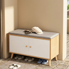 Chic Scandinavian Solid Wood Shoe Storage Cabinet with 2 | Ridorn-Shoe Cabinets-Ridorn