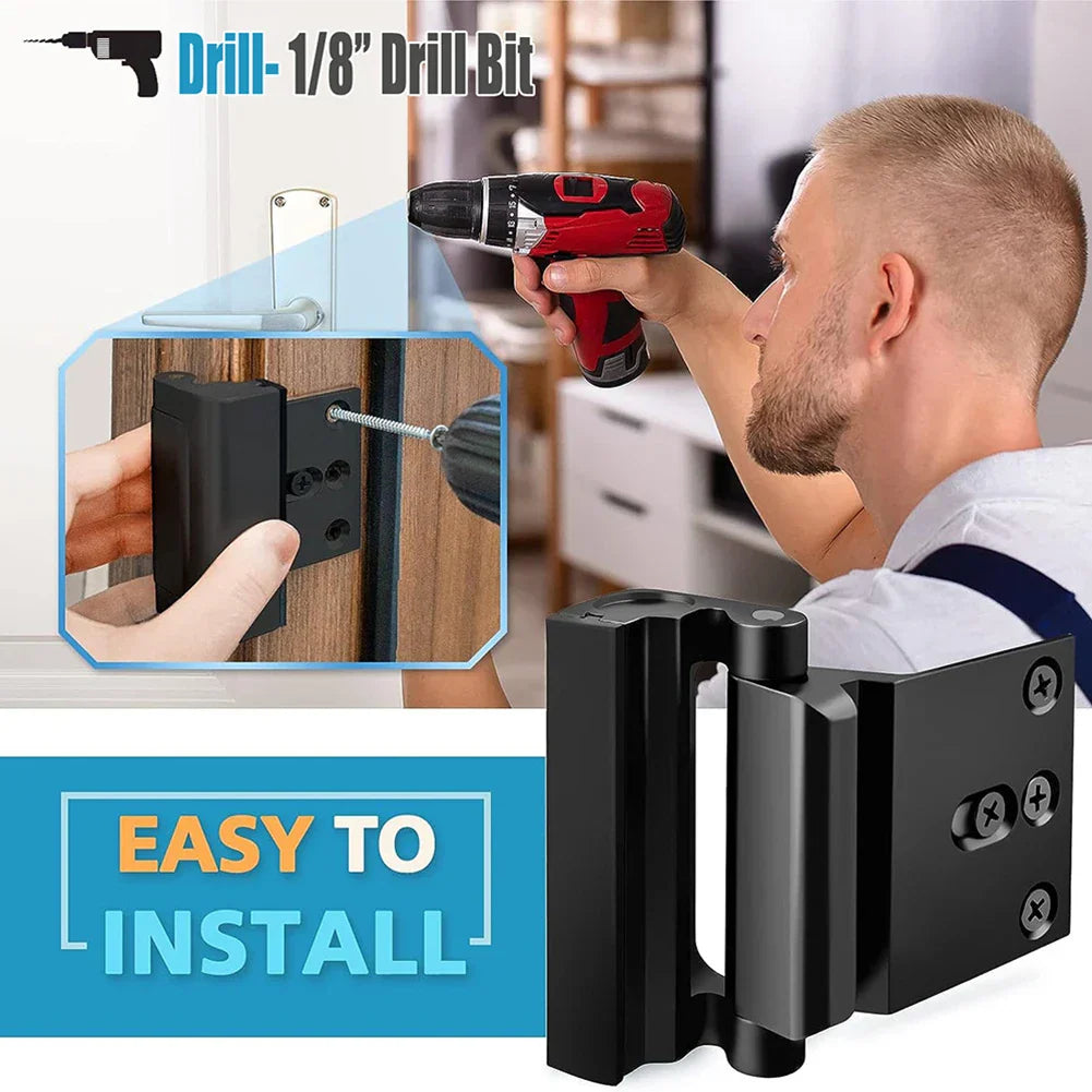 Childproof Door Safety Latch, Anti-Theft Alloy Door Reinforcement Lock for Home Security-Ridorn