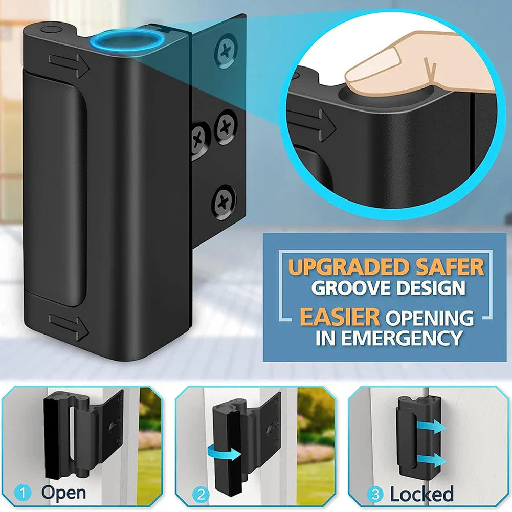 Childproof Door Safety Latch, Anti-Theft Alloy Door Reinforcement Lock for Home Security-Ridorn