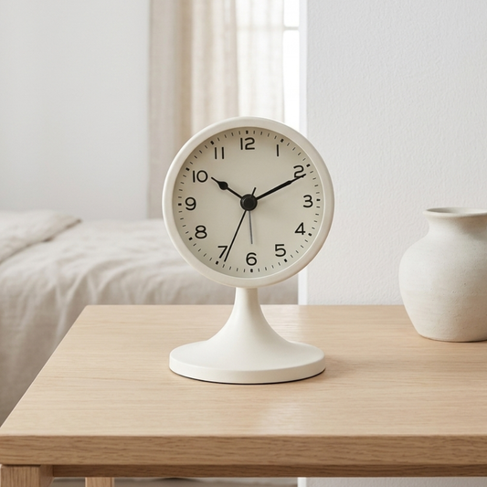Vintage alarm clock silent quartz front view