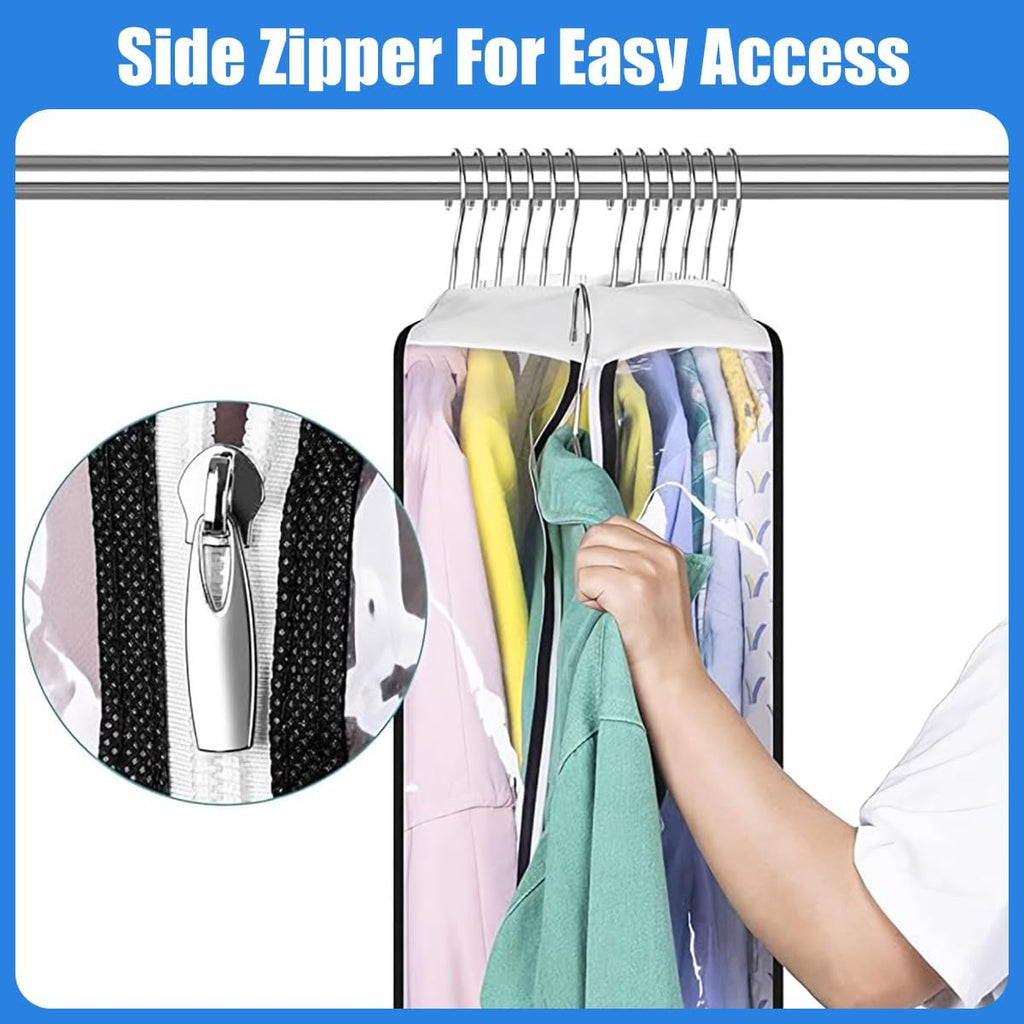 Clear Garment Bags 6-Pack, Zippered Dustproof Clothes Storage Covers for Suits & Dresses-Ridorn