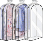 Clear Garment Bags 6-Pack, Zippered Dustproof Clothes Storage Covers for Suits & Dresses-Ridorn