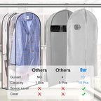 Clear Garment Bags 6-Pack, Zippered Dustproof Clothes Storage Covers for Suits & Dresses-Ridorn
