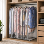Clear Garment Bags 6-Pack, Zippered Dustproof Clothes Storage Covers for Suits & Dresses