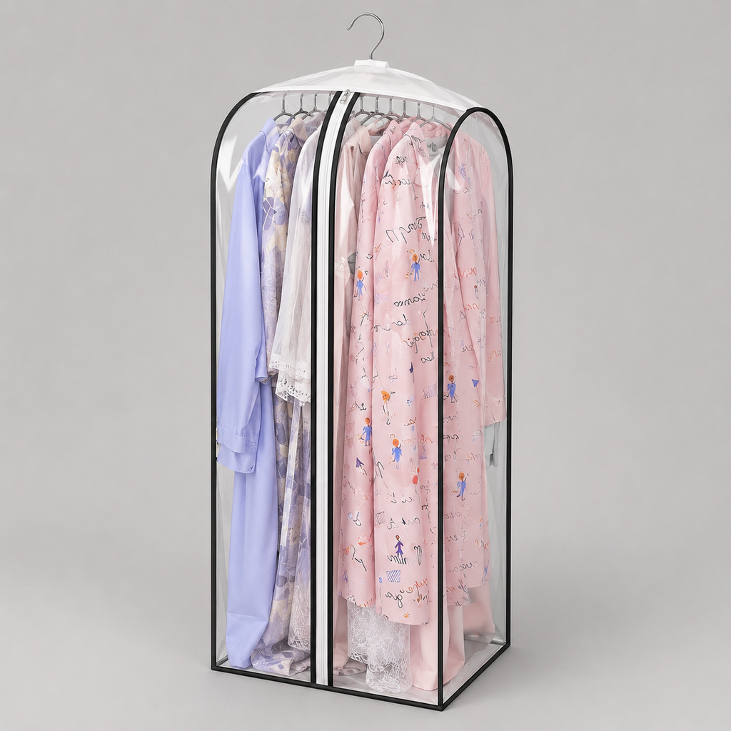 Clear Garment Bags 6-Pack, Zippered Dustproof Clothes Storage Covers for Suits & Dresses