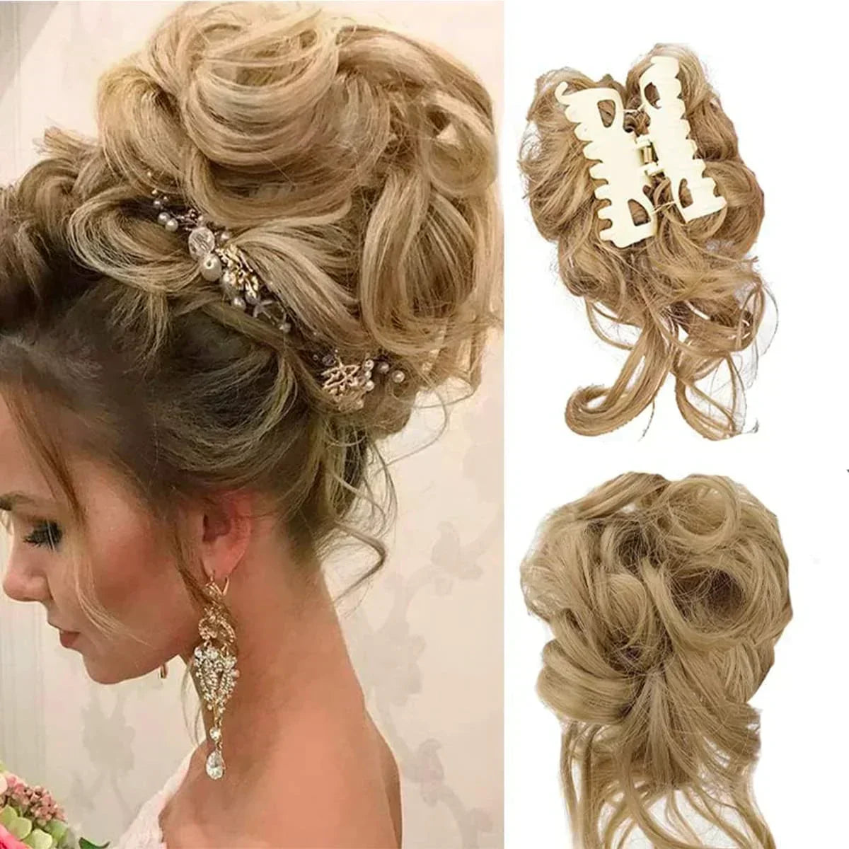 Clip-In Curly Hair Bun, Natural-Look Volume Hair Piece for Instant Updo-Ridorn