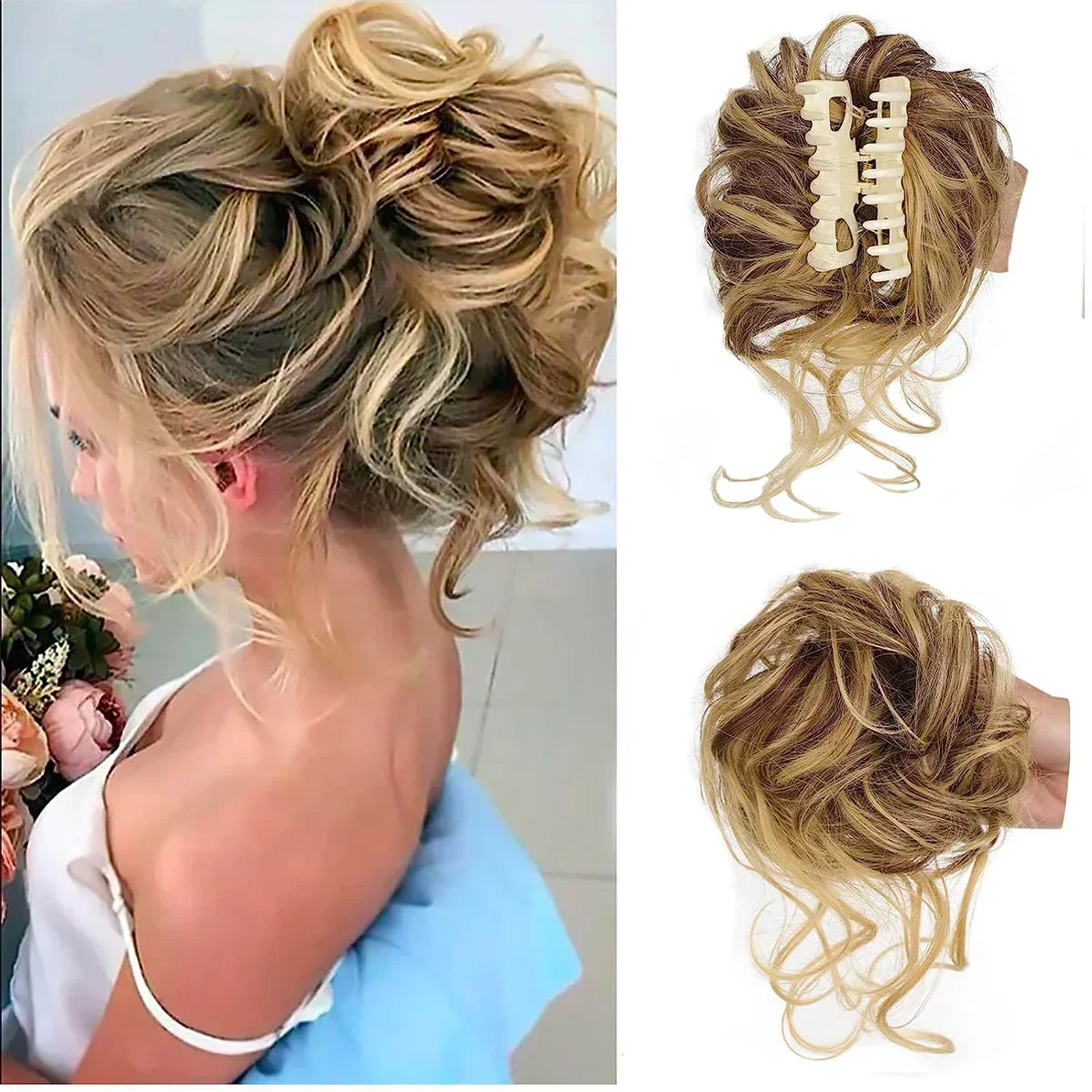 Clip-In Curly Hair Bun, Natural-Look Volume Hair Piece for Instant Updo-Ridorn