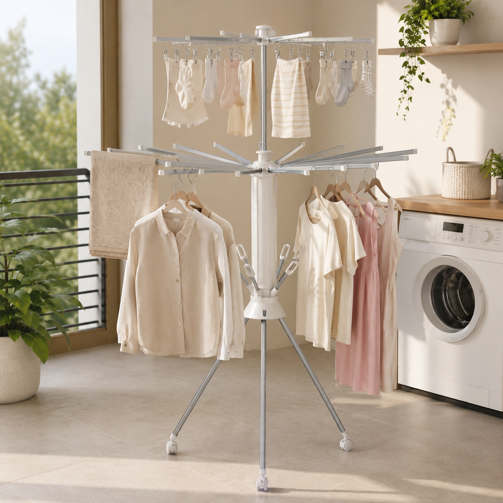 Collapsible Clothes Drying Rack, Space-Saving Foldable Laundry Airer for Indoor Use
