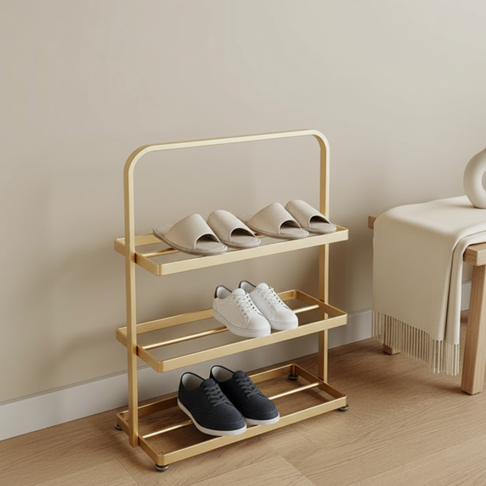 Contemporary 3-Tier Iron Shoe Rack for Stylish Home | Ridorn-Shoe Storage-Ridorn