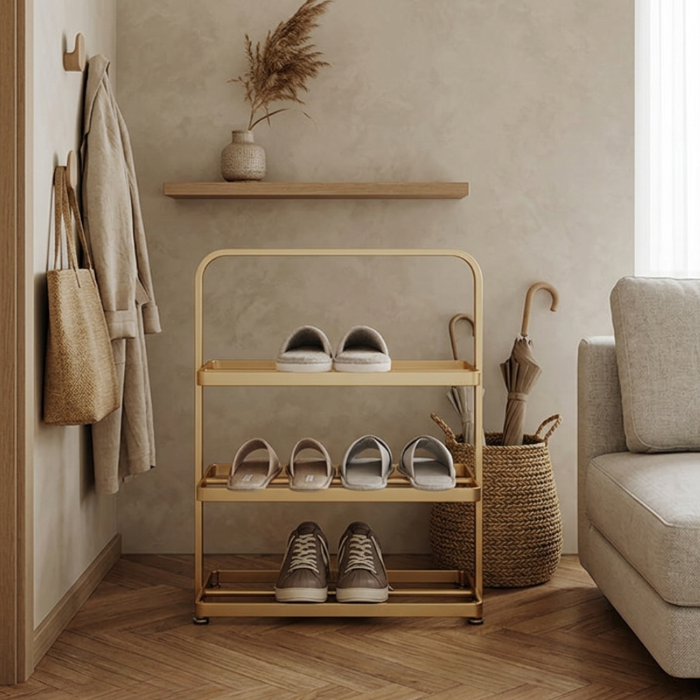Contemporary 3-Tier Iron Shoe Rack for Stylish Home | Ridorn-Shoe Storage-Ridorn