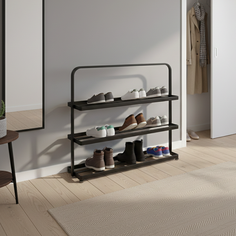 Contemporary 3-Tier Iron Shoe Rack for Stylish Home | Ridorn-Shoe Storage-Ridorn