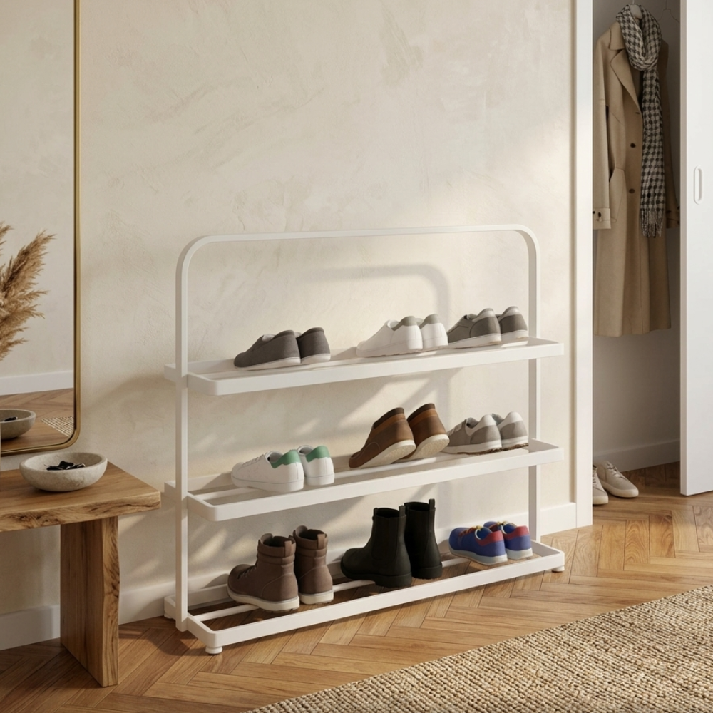 Contemporary 3-Tier Iron Shoe Rack for Stylish Home | Ridorn-Shoe Storage-Ridorn