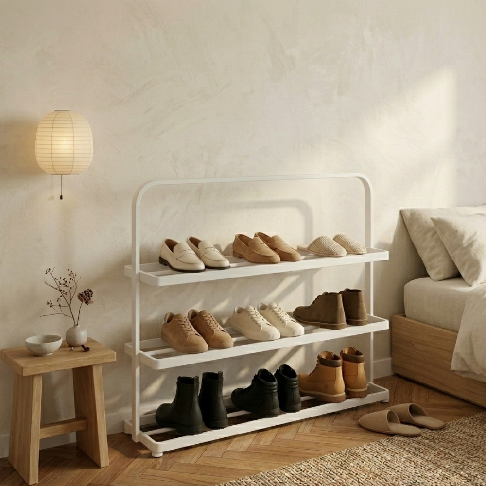 Contemporary 3-Tier Iron Shoe Rack for Stylish Home | Ridorn-Shoe Storage-Ridorn