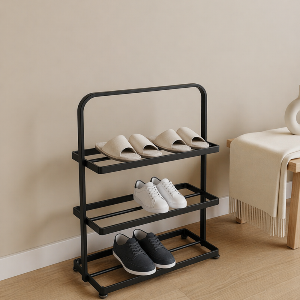 Contemporary 3-Tier Iron Shoe Rack for Stylish Home | Ridorn-Shoe Storage-Ridorn