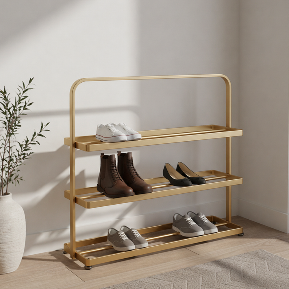Contemporary 3-Tier Iron Shoe Rack for Stylish Home | Ridorn-Shoe Storage-Ridorn