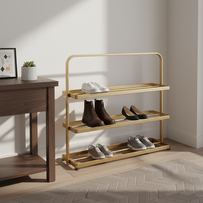 Contemporary 3-Tier Iron Shoe Rack for Stylish Home | Ridorn-Shoe Storage-Ridorn