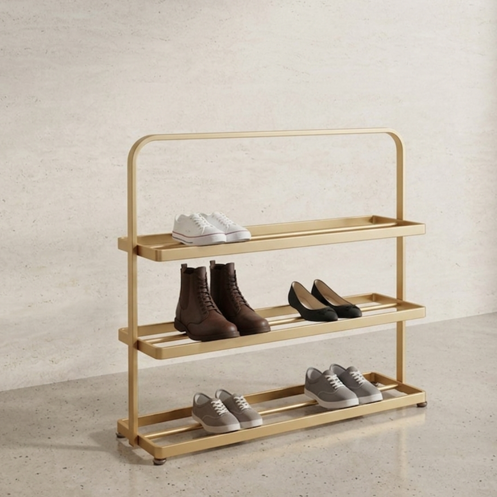 Contemporary 3-Tier Iron Shoe Rack for Stylish Home | Ridorn-Shoe Storage-Ridorn