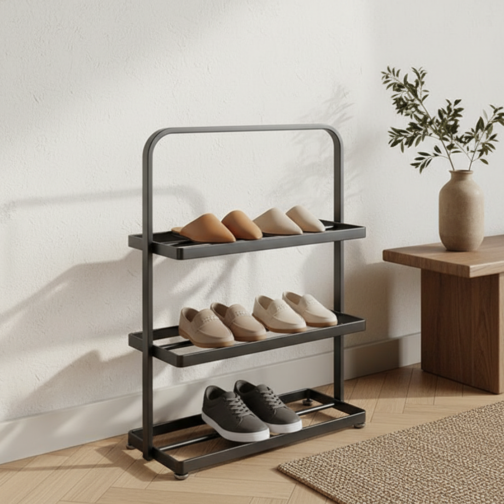 Contemporary 3-Tier Iron Shoe Rack for Stylish Home | Ridorn-Shoe Storage-Ridorn
