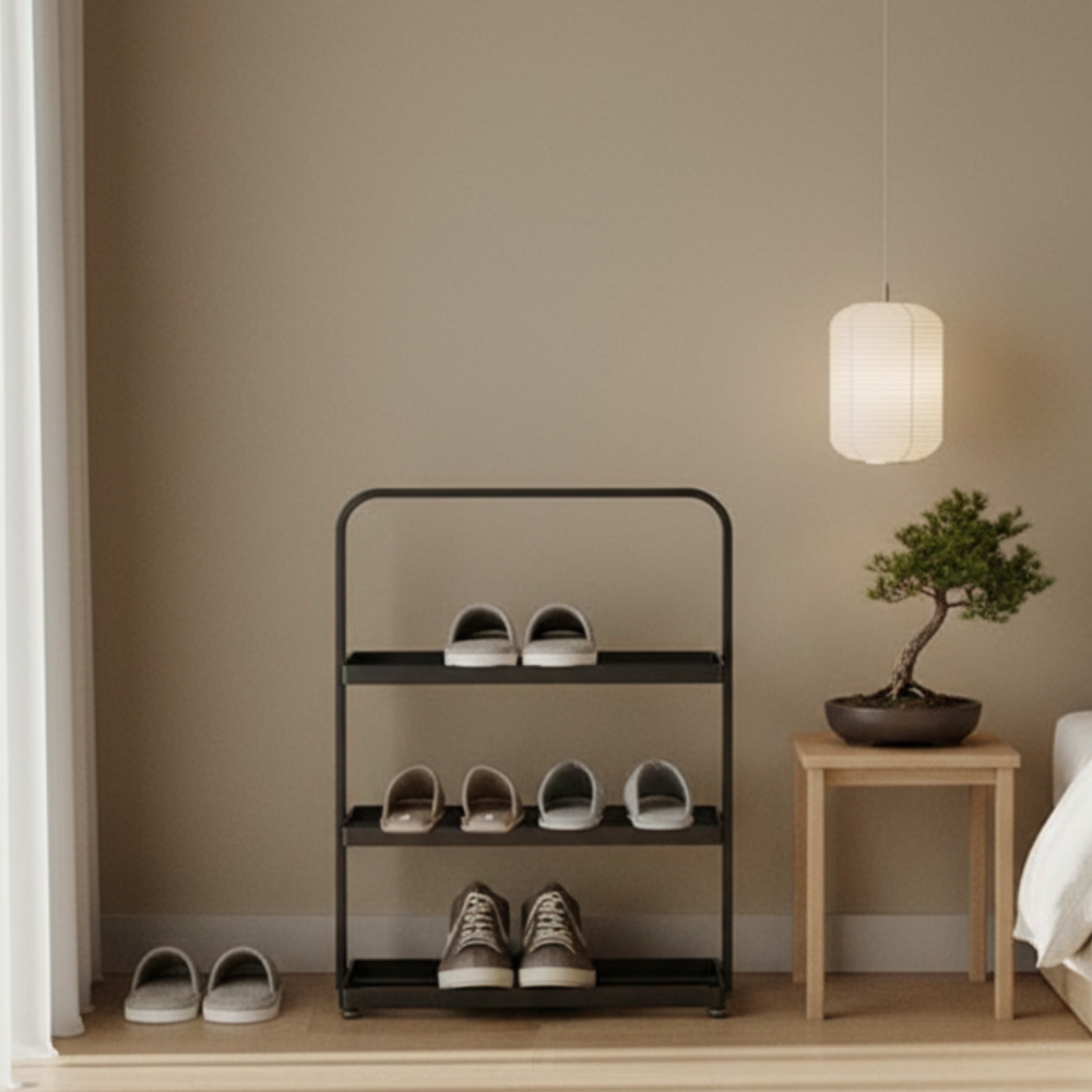Contemporary 3-Tier Iron Shoe Rack for Stylish Home | Ridorn-Shoe Storage-Ridorn