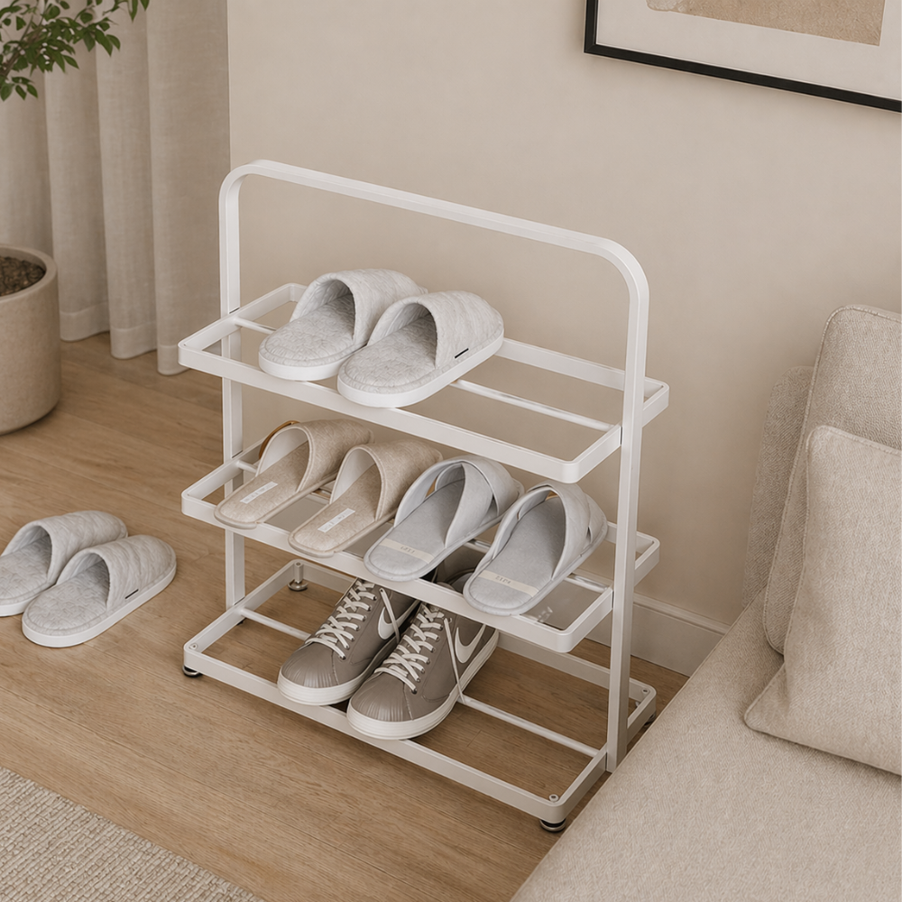 Contemporary 3-Tier Iron Shoe Rack for Stylish Home | Ridorn-Shoe Storage-Ridorn