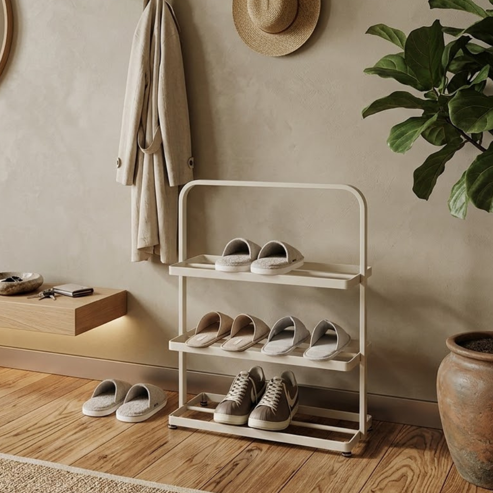 Contemporary 3-Tier Iron Shoe Rack for Stylish Home | Ridorn-Shoe Storage-Ridorn